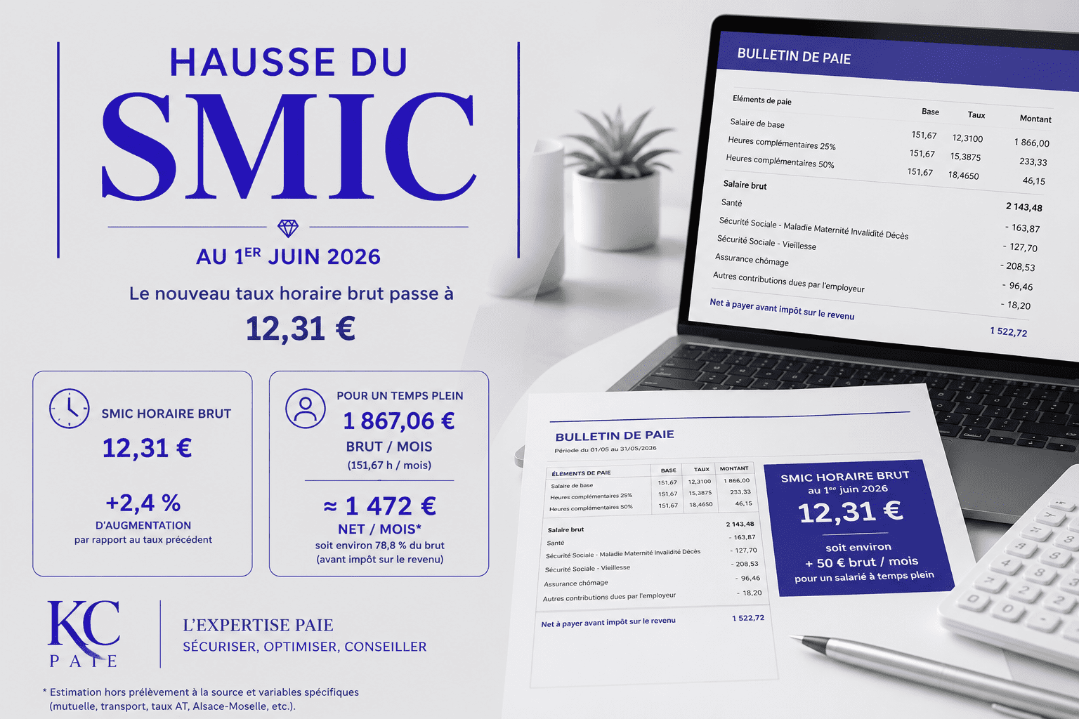 Hausse du smic au 01 juin 2026